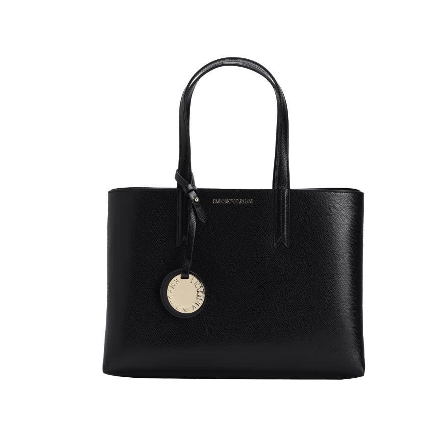 EMPORIO ARMANI Polyurethane Tote Bag, Shopping Bag, Shoulder Bag, Handbag Women's Black