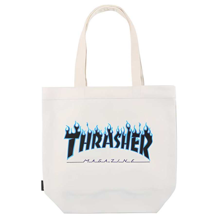 Thrasher Cotton Tote Bag Shoulder Bag Unisex White Purple