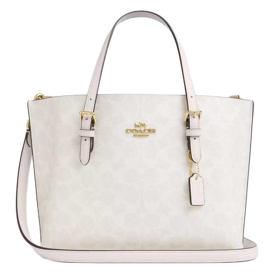 COACH Mollie Artificial Leather One Shoulder Crossbody Tote Bag, Shopping Bag, Handbag 25 Women's White