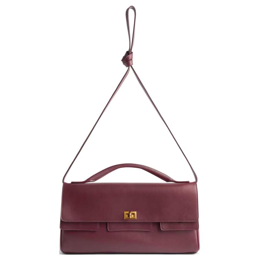 Balenciaga Bel Air Calfskin One Shoulder Handbag Small Women's Burgundy Red