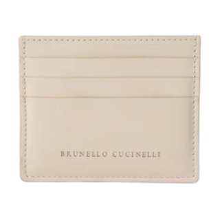 Brunello Cucinelli Brand Logo Calfskin Card Holder Women's Ivory