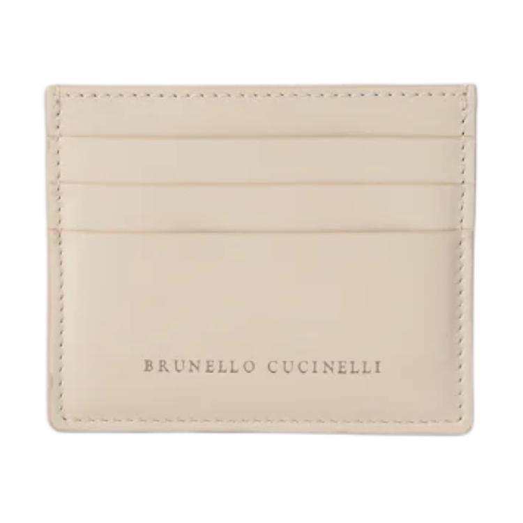 Brunello Cucinelli Brand Logo Calfskin Card Holder Women's Ivory
