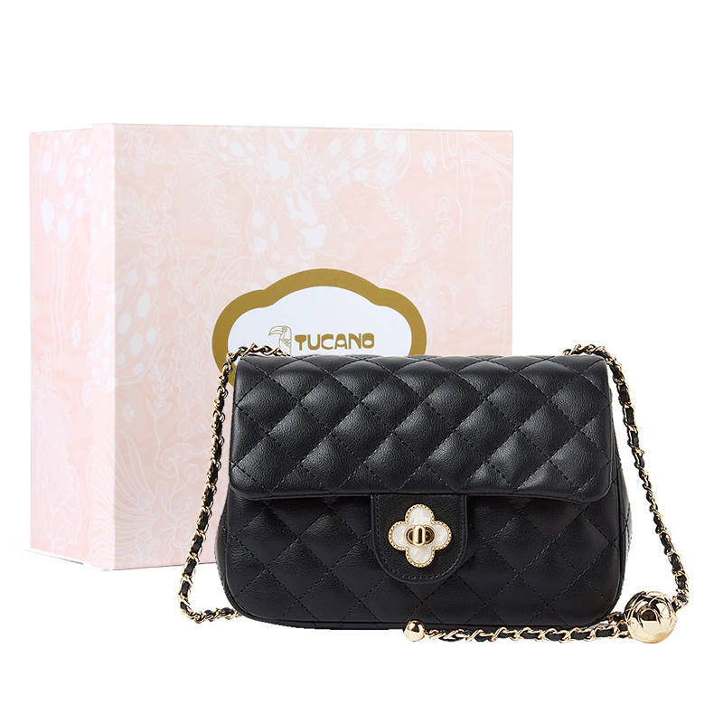 TUCANO PU With Leather Crossbody Bag Medium Women's Hepburn Black/Ecru