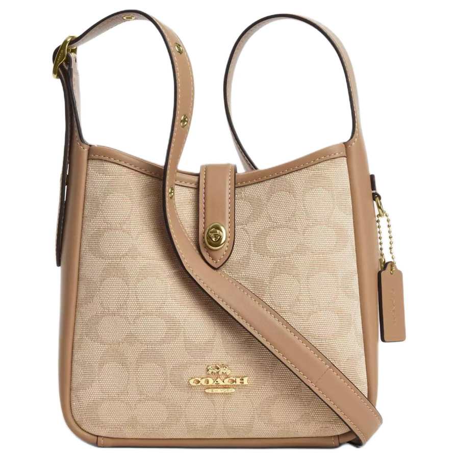 COACH Hadley Coated Canvas With Leather Crossbody Bags Small Women's Khaki