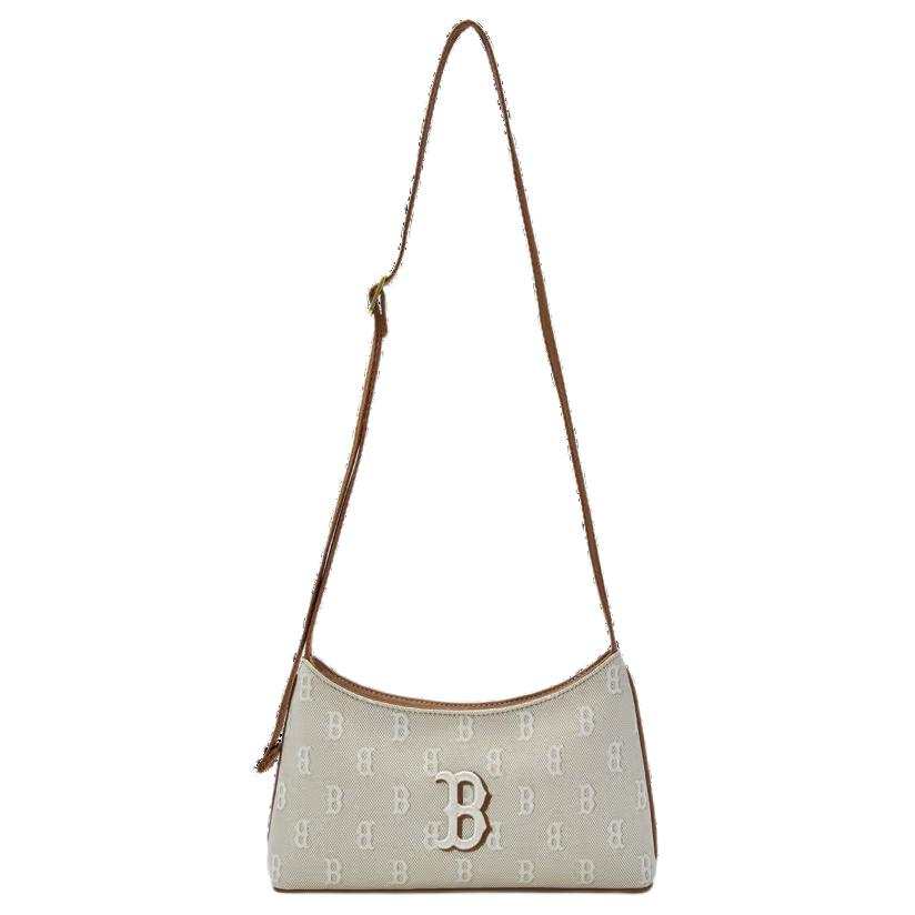 MLB Monogram Collection Boston Red Sox Cotton Shoulder Bag, Crossbody Bag Unisex Beige