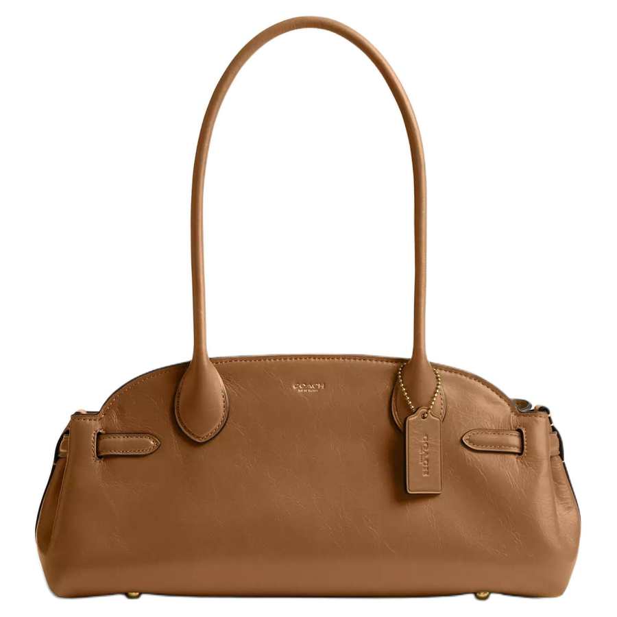 COACH Empire Carryall Cow Leather Shoulder Bag Large Women's Brass & Mel Brown