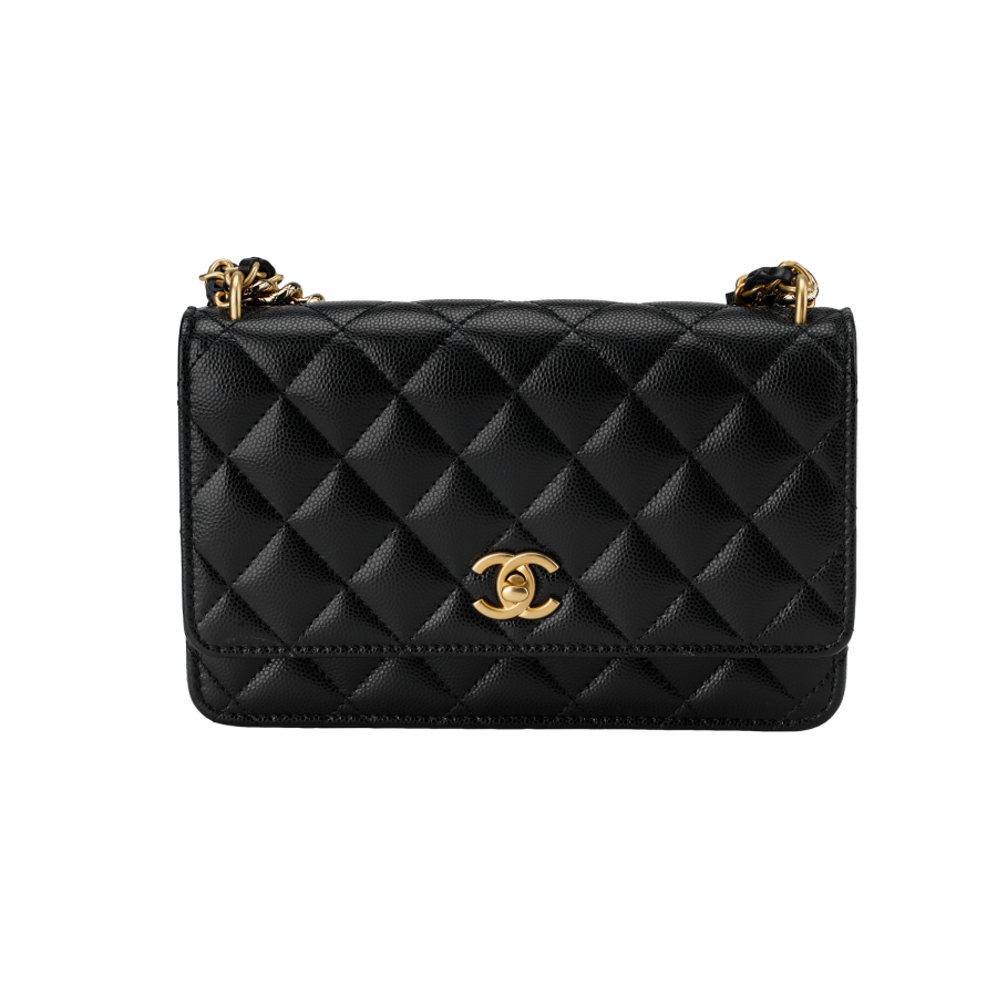 CHANEL Cow Leather Shoulder Bag, Crossbody Bag Medium Women's Black