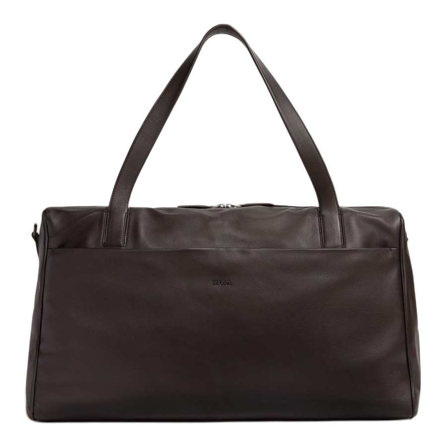 Ermenegildo Zegna Calfskin One Shoulder Handbag, Travel Bag Men's Dark Brown