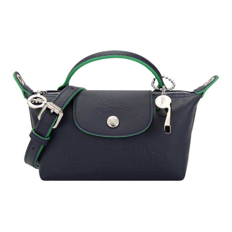 LONGCHAMP Le Pliage Xtra Cow Leather Shoulder Bag, Crossbody Bag, Handbag Mini Women's Marine Blue