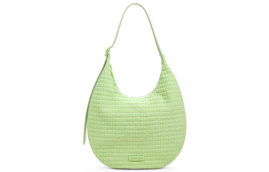 CHARLES&KEITH PU, Textile Mixture Shoulder Bag Large Women's Frosted White/Zesty Green