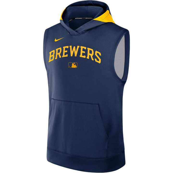 Nike Nike Milwaukee Brewers Authentic Collection Men's Nike Dri FIT Mlb Sleeveless Pullover Hoodie