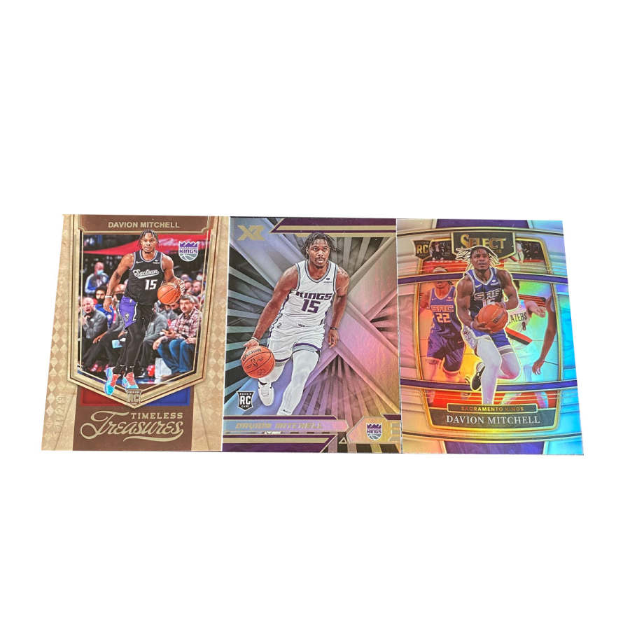 PANINI 2021 22 PANINI King, Mitchell, Rising Stars RC Silver Parallel, Autograph Card Sports Cards 3 Pcs
