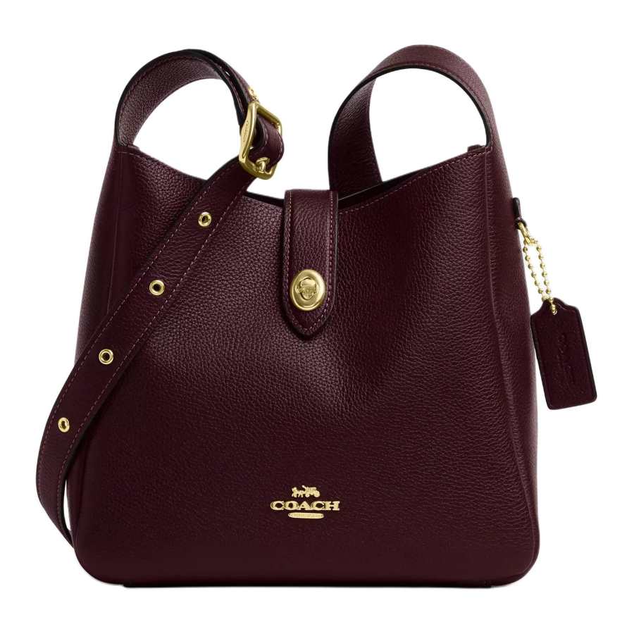 COACH Hadley Litchi Grain Leather Crossbody Bag, Shoulder Bag Medium Women's Burgundy
