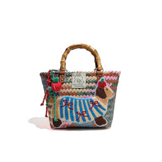 Land Gulls Woven Handbag Basket Bag Beach Bag Regular Unisex Multicolor