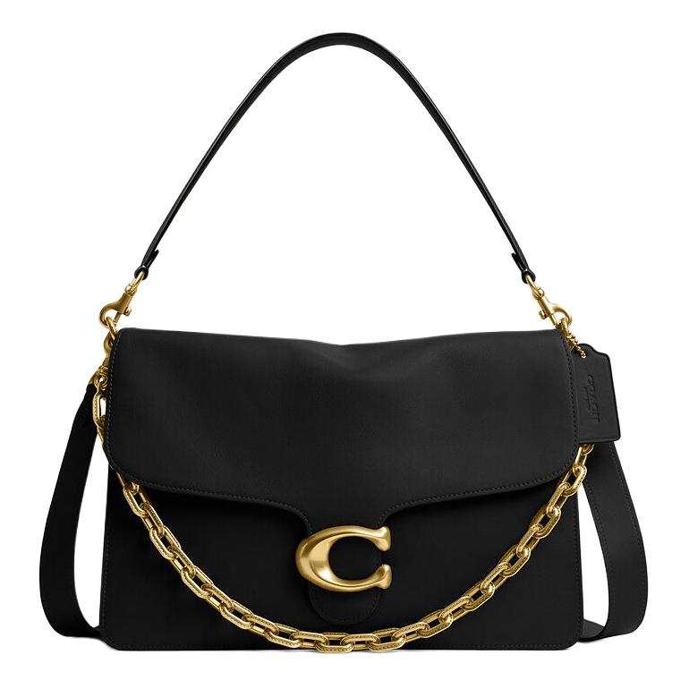 COACH ChainTabby Leather Shoulder Bag Large Women's Black