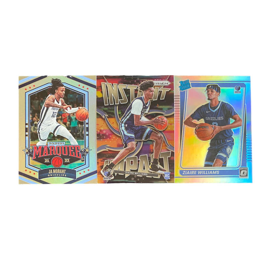PANINI 2021 22 Grizzlies, Ja Morant, Silver, Jaren Jackson, Zion Williamson, Luka Doncic Sports Cards 3 Pcs
