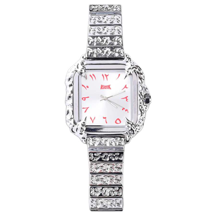KIOSK Silver Luxury American Fossil Quartz Movement Stainless Steel Watchband Watch Unisex White Dial