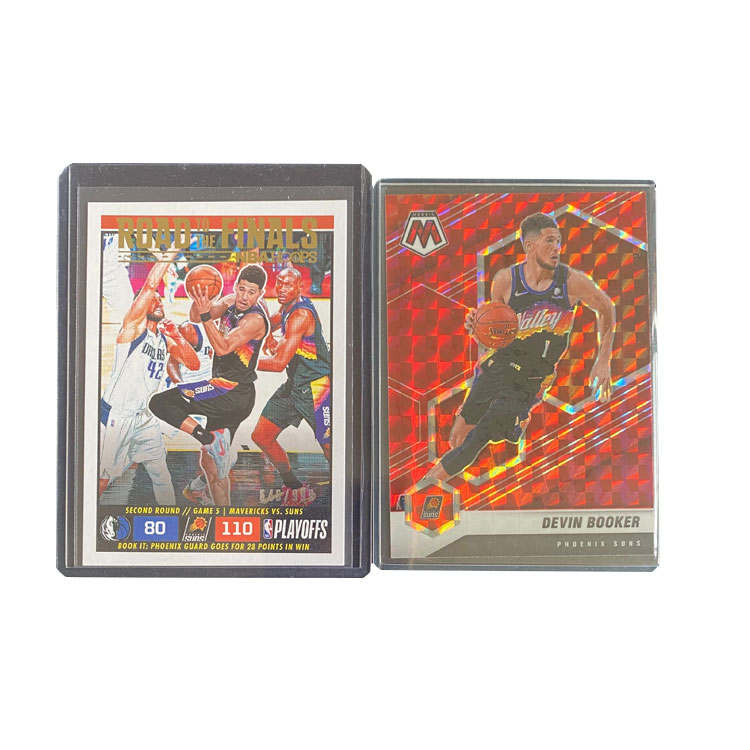 PANINI 2023 Sun, Devin Booker 646/999, 2021 Mosaics, Red Fold, T Shirt Sports Cards 2 Pcs