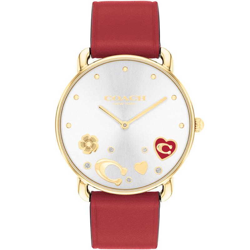 COACH ELLIOT Wrist Watches Quartz Movement Cow Leather Strap 36mm Silver Dial Women's Watch 30m Water Resistant