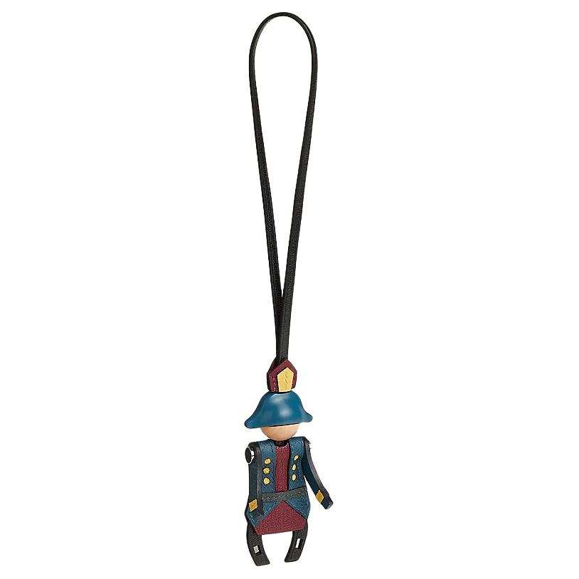 HERMES Epsom Leather Bag Charm Bag Accessory Unisex Black & Dark Blue & Adidas Red & Dark Green & Lemon