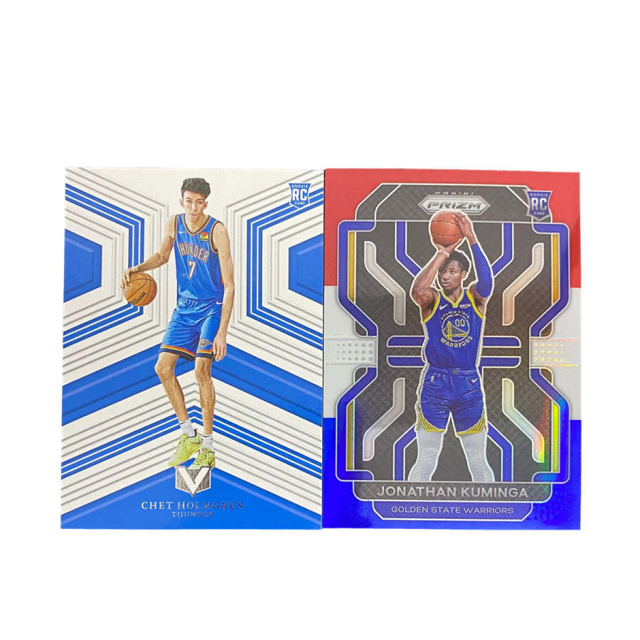 PANINI 2023 Thunder, Chet, Rising Stars 2022 Warriors, Kuminga, Tricolor Fold Sports Cards 2 Pcs