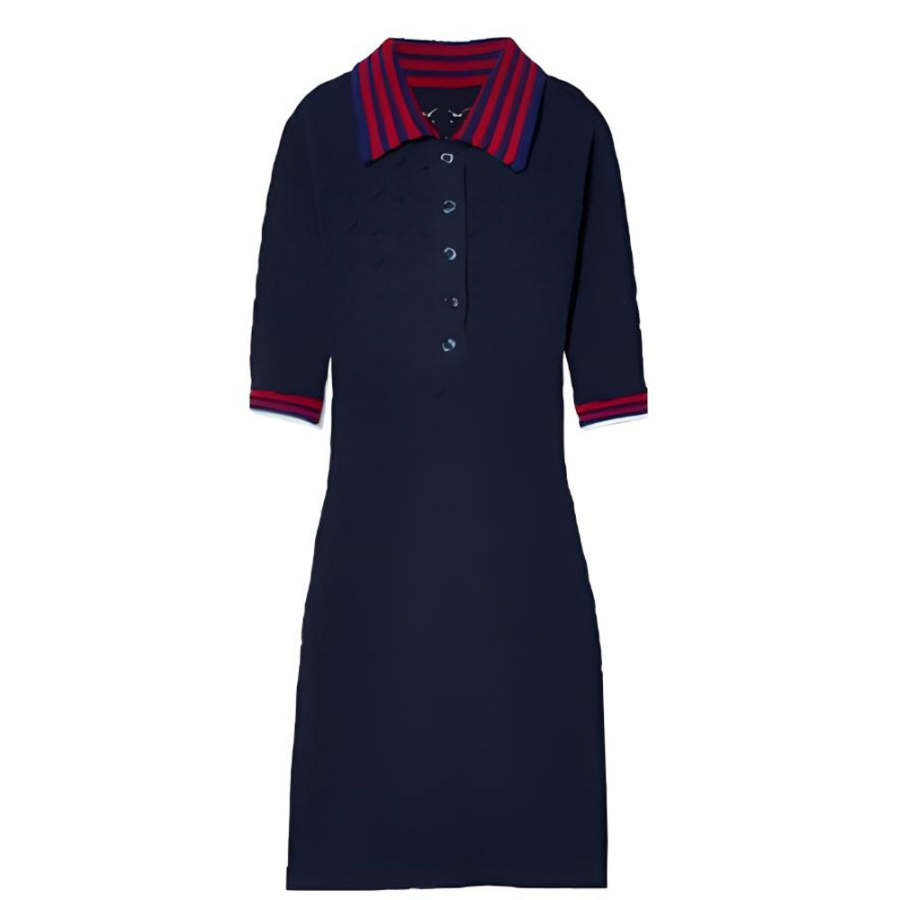 GUCCI SS24 Short Sleeved Dress Women's Dark Blue