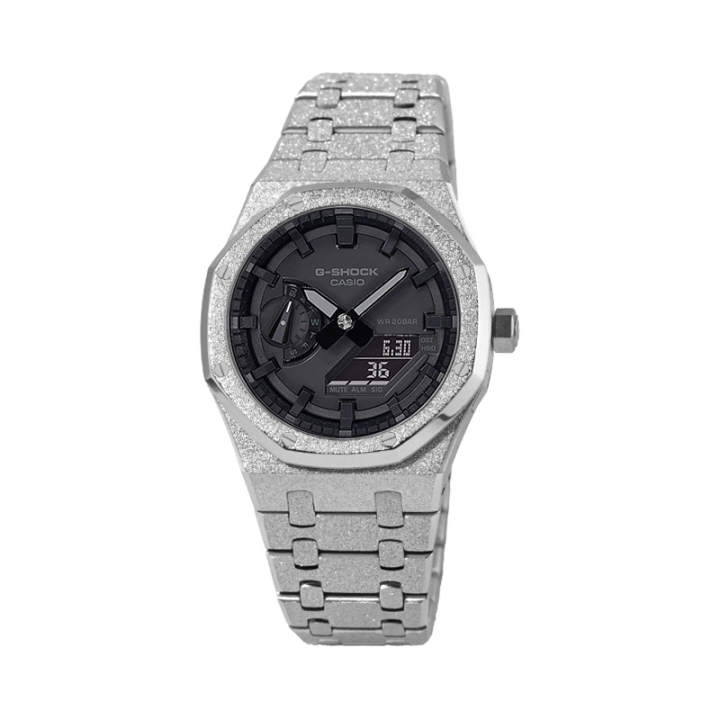 CASIO CASIO Custom Collection GA 2100 Electronic Movement Metal Strap Watch Unisex Black Dial