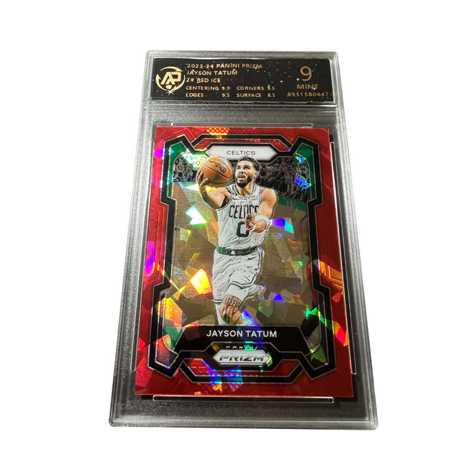 PANINI Prizm Celtics Team, Jason Tatum, Red Ice Shatter, Holographic Card RPA 9 High Score, Player Card, Rare Card