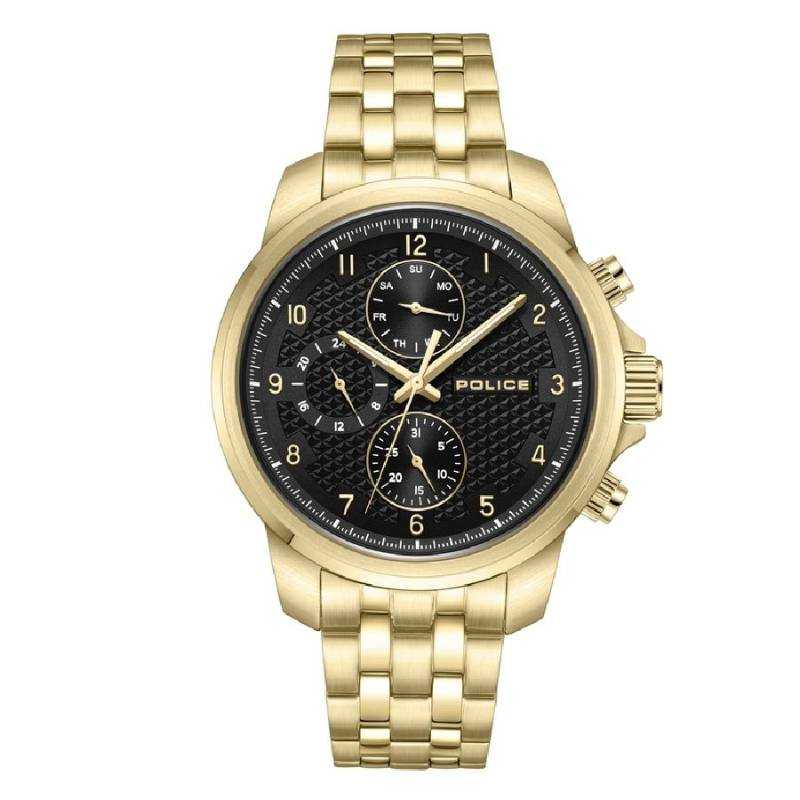 Police Wrist Watches Quartz Movement Stainless Steel Strap 44mm Black Dial Men's Watches