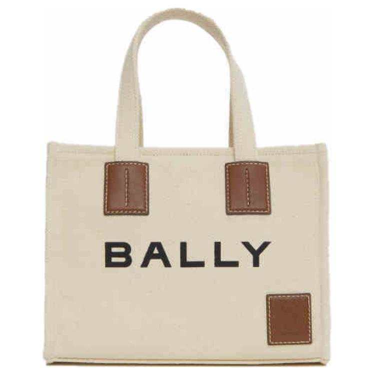 BALLY Fabric Tote Bag, Shopping Bag, Shoulder Bag, Crossbody Bag, Handbag Medium Women's Natural