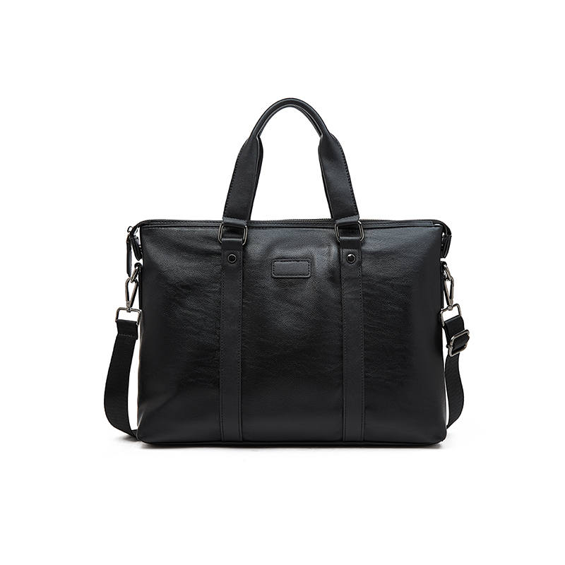 LAORENTOU Synthetic Leather Portable Crossbody Briefcase Regular Men's Black