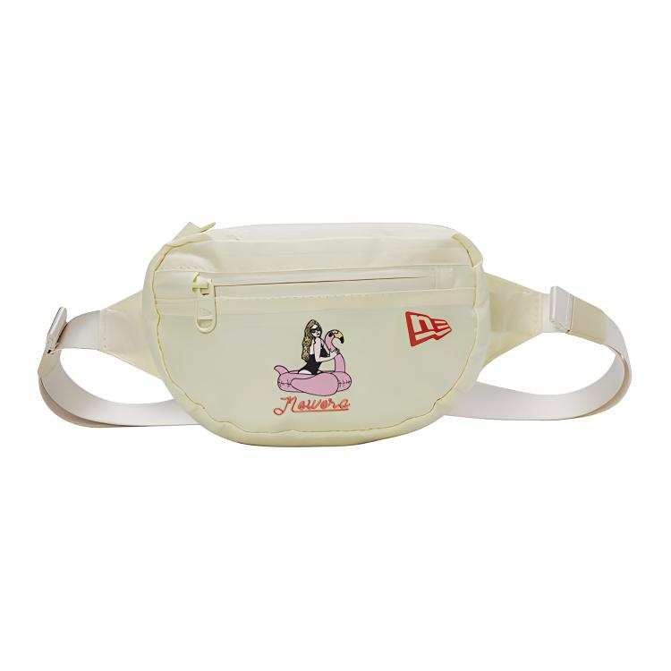 New Era Cotton Shoulder Bag, Crossbody Bag, Fanny Pack Small Unisex Beige