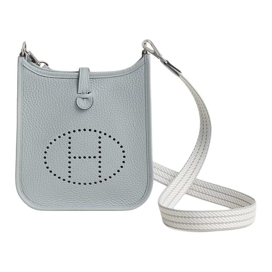 HERMES Evelyne Clemence Bullock Leather Crossbody Bag, Shoulder Bag 16 Women's Glacier Blue