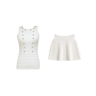 Beauty At 19 Skirt Set Women's Classic White Apricot