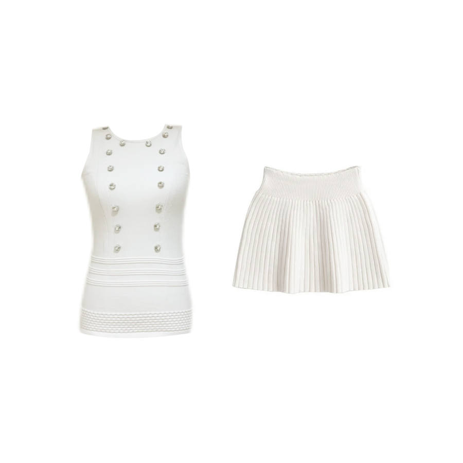 Beauty At 19 Skirt Set Women's Classic White Apricot