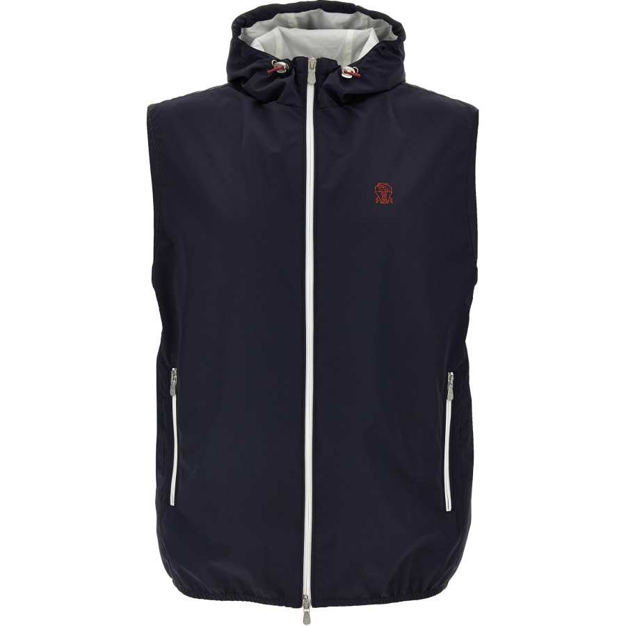 Brunello Cucinelli Logo Embroidered Zip Up Gilet