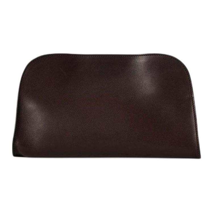THE ROW Cow Leather One Shoulder Clutch Women's Chestnut