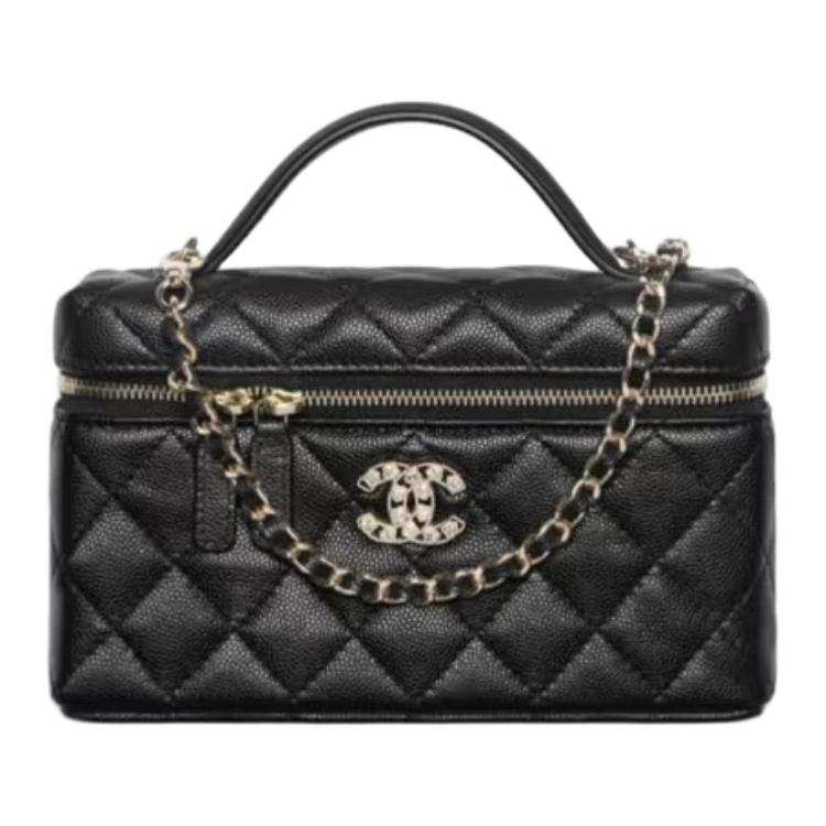 CHANEL Grain Cow Leather Material Gold Chain Shoulder Bag, Crossbody Bag Women's Black