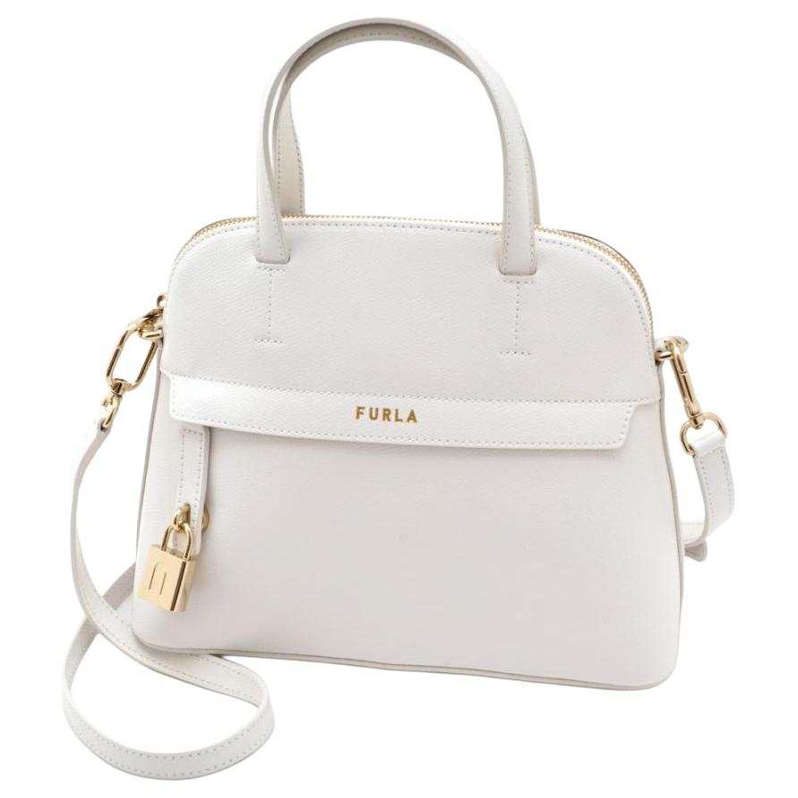 Furla Piper Collection Cow Leather One Shoulder Handbag Women's White