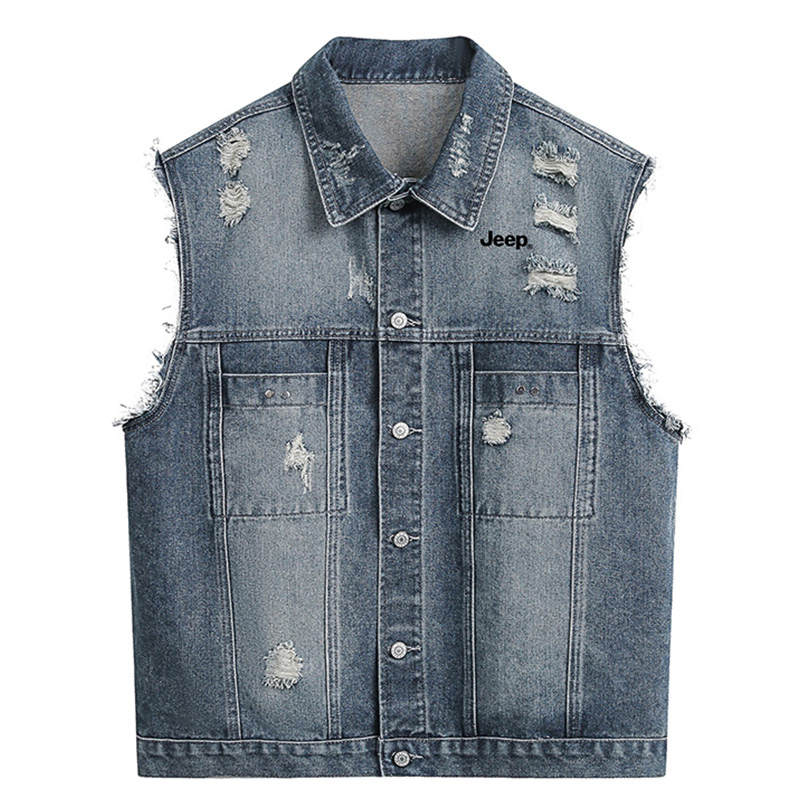 Jeep Vests Unisex Lapel Moderate Denim