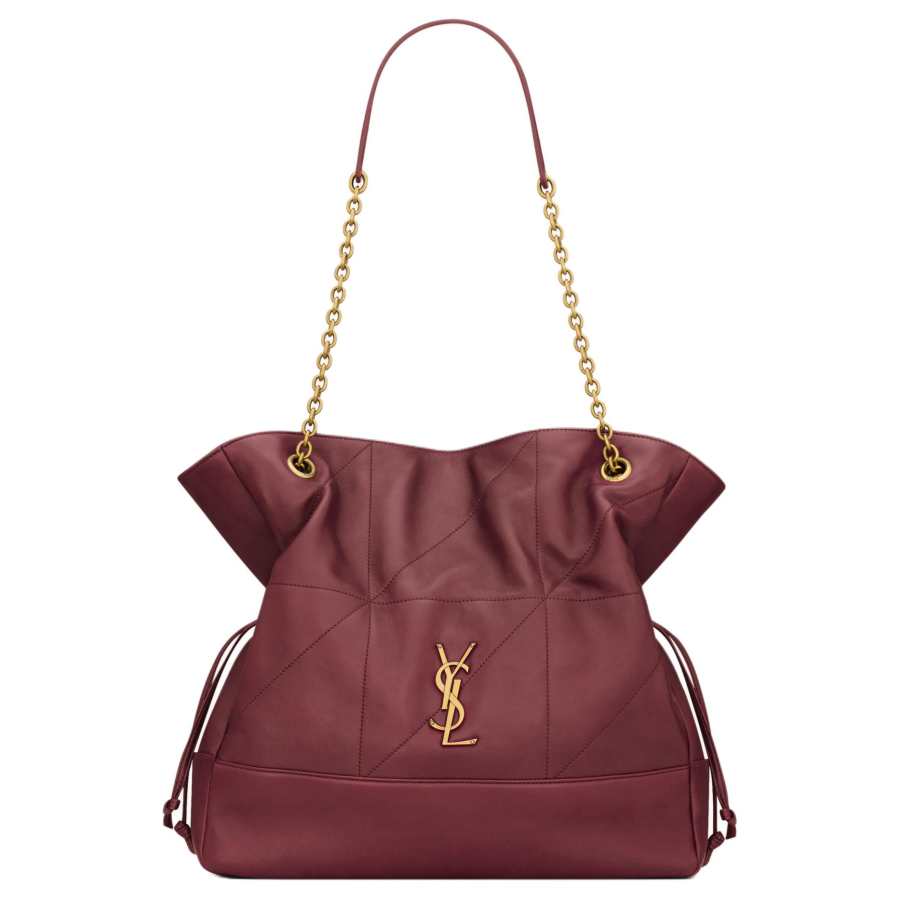 SAINT LAURENT Jamie Lambskin Tote Bag, Shopping Bag, Shoulder Bag Women's Bordeaux Red