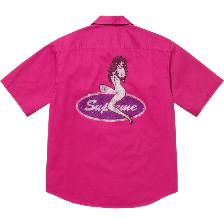 Supreme Supreme Rhinestone Pin Up "SS25-Fuchsia" work shirt