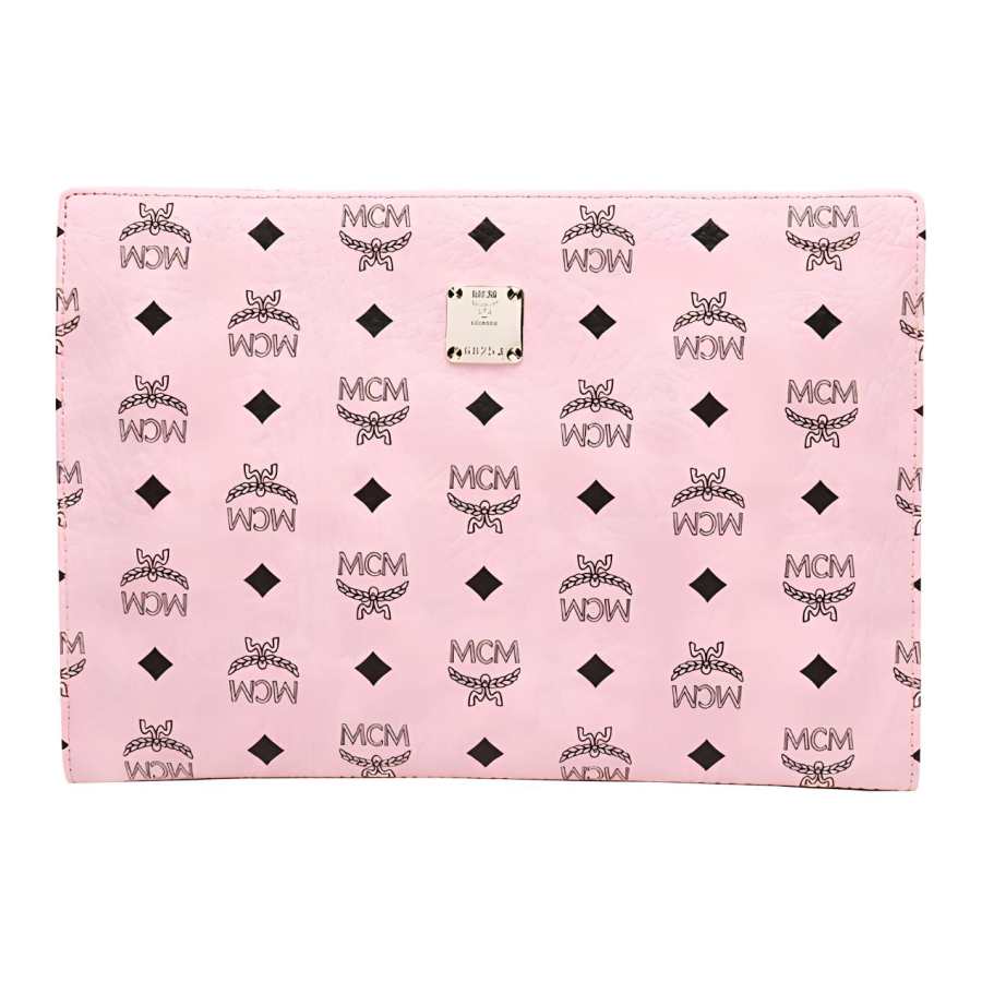 MCM MCM Leather Wrist Bag Clutch Medium Women's Pink