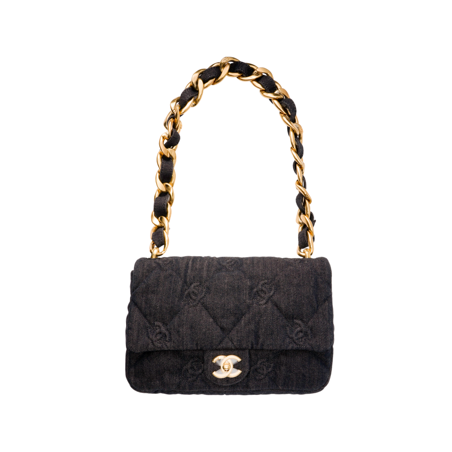 CHANEL Fabric One Shoulder Handbag, Crossbody Bag Women's Black
