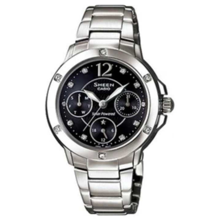 CASIO CASIO Solar Quartz Movement Stainless Steel Strap Watch Women's Watch Black Dial