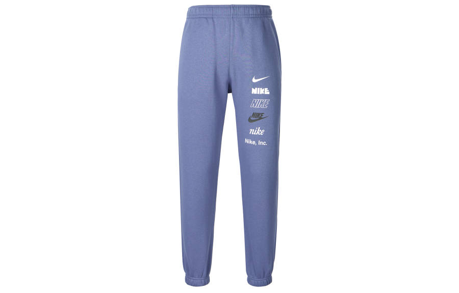 Nike Nike Sports Life Collection Brand Logo Letter Fleece Lined Thermal Elastic Cuff Knitted Sweatpants Men's Blue