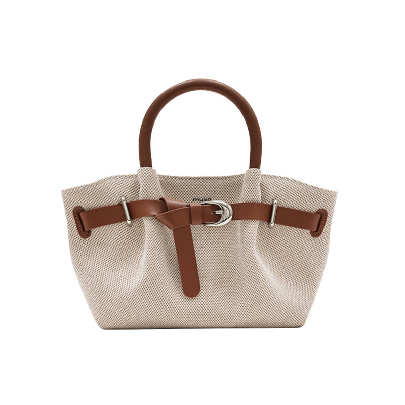 MUVA Canvas Bag, Dumpling Bag, Crossbody Bag, Handbag Medium Women's Canvas Brown