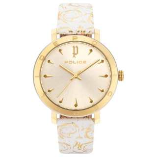 Police Ladies Collection Wrist Watches Quartz Movement Leather Strap 36mm Gold Dial Women's Watch 30m Water Resistant