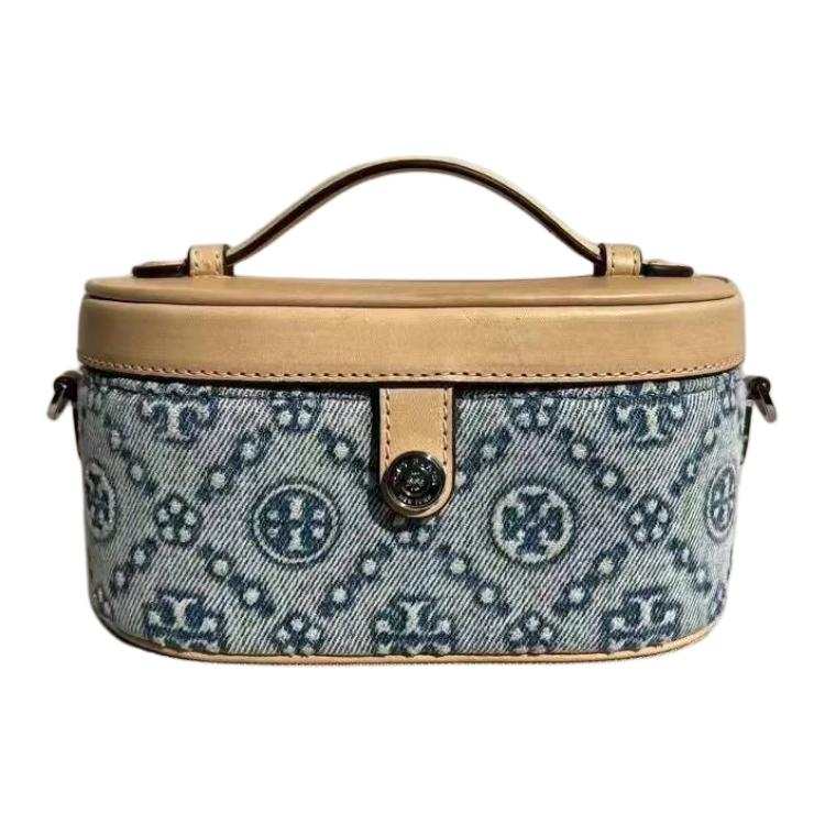TORY BURCH TORY BURCH T Monogram Fabric Makeup Bag Mini Women's Blue