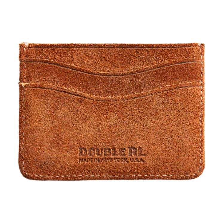 Double RL Coarse Suede Card Holder Card Holder Men's Brown